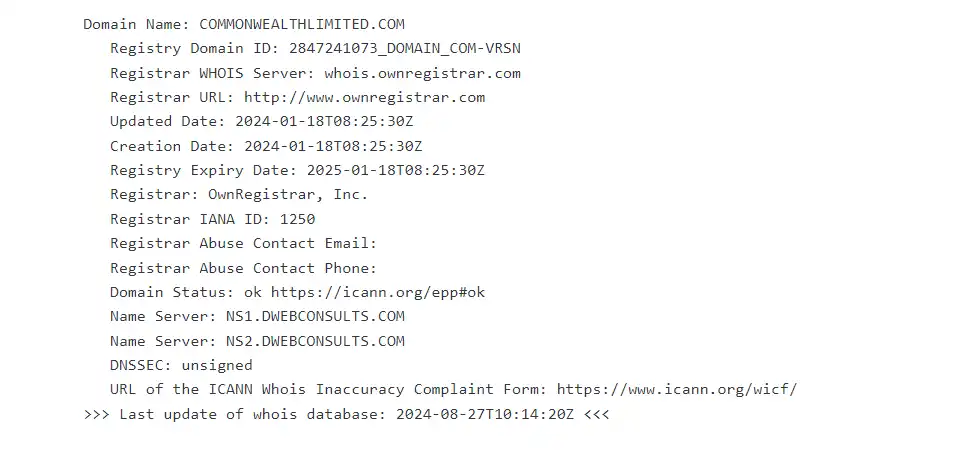 Commonwealth Limited Domain Data